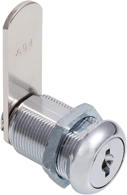 Cabinet Cam Locks Keyed Alike, 1” Cylinder Cam Locks for Tool Box RV Compartment Mailbox Vending Machine Drawer File Cabinet, Fits 3/4” Max Panel Thickness, Chrome Finish with 3 Cams and 2 Keys