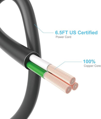 Power Strip, 6 Outlets and 3 USB Ports 6.5FT Long Extension Cord, Circle Socket Overload Surge Protector, 100% Copper Core, Flat Plug Charging Station Compact for Office, Home, Travel (Black)
