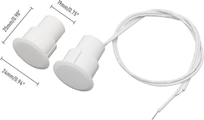 2PCS Recessed Wired Security Window Door Contact Sensor, Normally Closed NC, Door Alarm Magnetic Reed Switch with 2 Wire, ABS White, RC-36