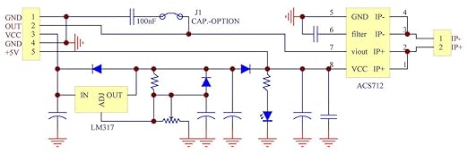 Electronics-Salon DIN Rail Mount AC/DC Current Sensor Module, Based on ACS712 (+/-20Amp)