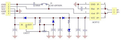 Electronics-Salon DIN Rail Mount AC/DC Current Sensor Module, Based on ACS712 (+/-20Amp)