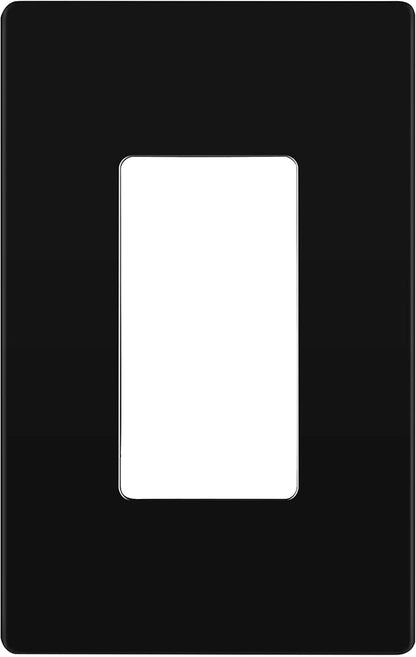 LIDER Decorator Wall Plate, Temperature and Impact Resistant UL Listed, Polycarbonate Thermoplastic, Matte Finish, Screwless Switch Cover for Modern Decoration, Mid-Size 1-Gang 4.88" x 3.11", Black