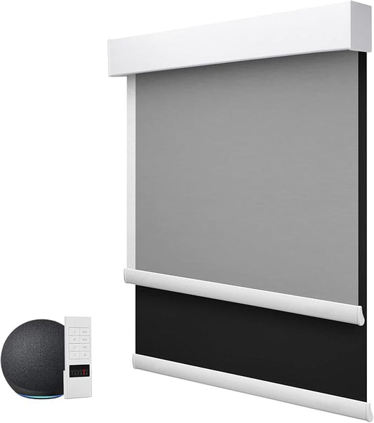 ZSTARR Motorized Day and Night Dual Smart Blind for Window with Valance Rechargeable Motor,Blackout Roller Shade Custom Size,with Valance Suitable for Home,Office (Full Blackout Black)