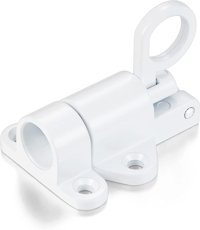 10 Packs Self-Closing Latches，White Spring Door Lock，Resilient Bolt Latch Aluminum Alloy Safety Automatic Spring Barrel Slide Door Lock with Screws,Used for Gate,Window and Cabinet etc