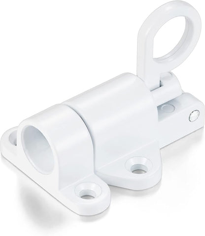 8 Packs Self-Closing Latches，White Spring Door Lock，Resilient Bolt Latch Aluminum Alloy Safety Automatic Spring Barrel Slide Door Lock with Screws,Used for Gate,Window and Cabinet etc