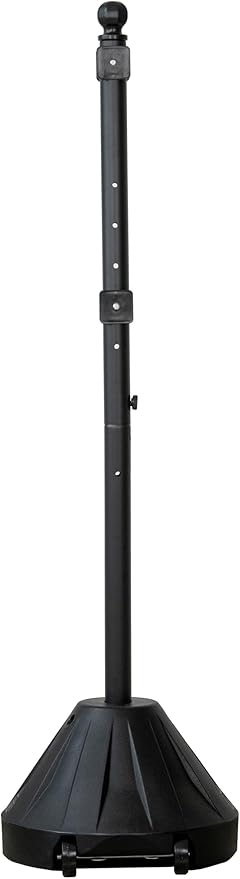 Portable Sign Post and Base Kit, 5 ft Heavy Duty Cast Iron Sign Pole with Hard Plastic Wheeled Base, Movable Signs Stand Easy to Use Portable Sign Holder for Traffic, Parking, and Safety Signs