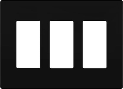 LIDER Matte Finish Triple Decorator Switch Cover, Screwless Wall Plate, Mid-Size 3-Gang 4.88" x 6.77", Polycarbonate Thermoplastic, UL Listed, LSWP-33M-BK, Black