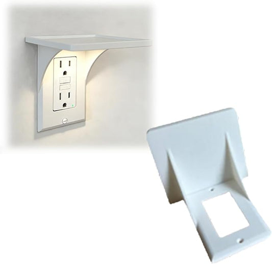 for Decora Outlets Wall Shelf – Space-Saving Storage for Plugs and Small Devices (White)