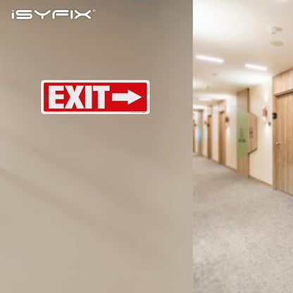 iSYFIX Exit Signs 2 Pack 12x4 Inch with Directional Right Arrows - Rust Free Aluminum, Laminated for UV, Weather, Scratch Resistance - Ideal for Offices, Schools, Theaters, Restaurants