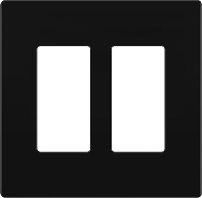 LIDER Matte Finish Double Decorator Switch Cover, Screwless Wall Plate, Mid-Size 2-Gang 4.88" x 4.92", Polycarbonate Thermoplastic, UL Listed, LSWP-32M-BK, Black