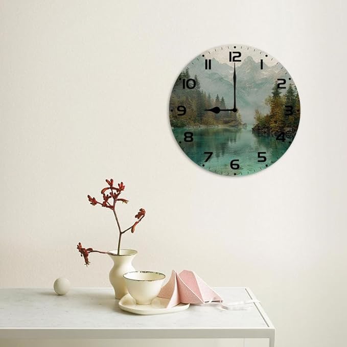 10 in Cats and Succulents -122 Wood Wall Clock – Digital Time Display, Smart Home Compatible for Bedside or Workspace