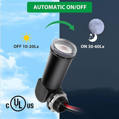 4 Pack Outdoor Photoelectric Sensor,Dusk to Dawn Swivel Mount Conduit Lighting Control with Photocell,Automatic Adjustable Photo Sensor Switch for Indoor and Outdoor Light