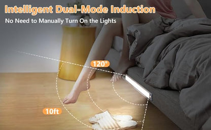 2 Pack 54LED Under Cabinet Lights, 12.5 Inch Wireless Motion Sensor Light with 2200mAh USB-C Rechargeable Battery, Magnetic Mount for Kitchen, Closet & Stairs