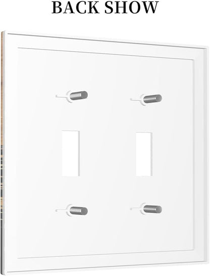Decorative Switch Plates Rustic Farmhouse Orange Brown Pine Tree Deer Wood Grain 2 Gang Double Toggle Outlet Light Switch Cover Wall Plate Electrical Faceplate for living Room Cabin Decor