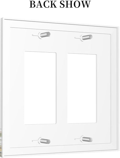 Decorative Outlet Covers White Background Colorful Flowers Plants Green Leaves 2 Gang Double Rocker Light Switch Cover Plate Electrical Switch Plate Cover Decorate GFCI Wall Plate for Bedroom Home