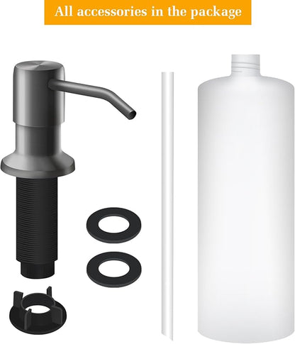 Soap Dispenser for Kitchen Sink, Built in Sink Soap Dispenser Lotion Dispenser with 17 OZ Bottle, Refill from The Top Bar Sink Soap Dispenser, Gray
