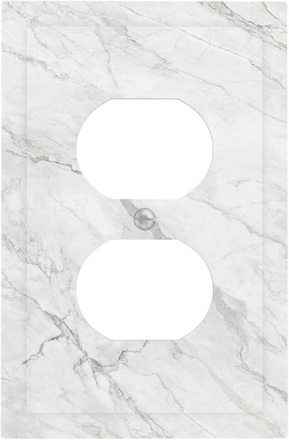 Outlet Covers Marble Granite White And Grey 1 Gang Duplex Electrical Receptacle Faceplate Light Switch Cover Wall Plate Decorative Switch Plates for Home Bedroom Decor