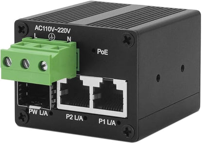 3 Port Gigabit PoE+ Switch with SFP Fiber Uplink Slot, Managed 2 PoE 30W 802.3at High-Power Ethernet Switch, Desktop/Wall-Mount Web Interface Configurable