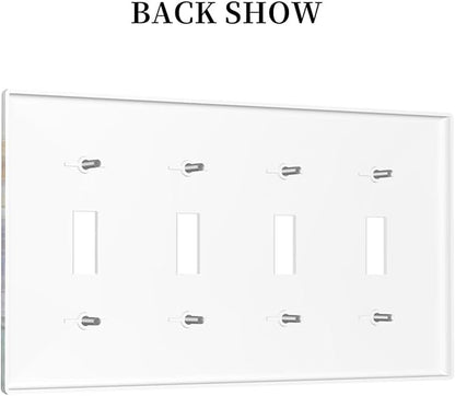 Decorative Light Switch Plate Covers Rustic Colorful Floral Garden Flowers 4 Gang Light Switch Cover Plate Quad Toggle Wall Plate Outlet Covers Faceplate for Country Bedroom Home Decor