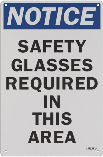 Stay Safe with our OSHA Compliant Safety Glasses Required Sign - 15"x10", 1mm Aluminum, Essential Workplace Hazard Warning