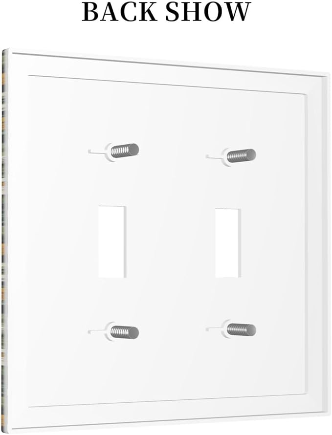 Decorative Light Switch Plate Covers Rustic Green Leaf White Daisy Yellow Floral 2 Gang Light Switch Cover Plate Unique Double Toggle Wall Plate Outlet Covers Faceplate for Bedroom Decor
