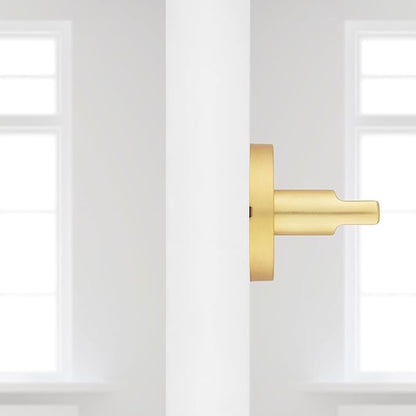 Kwikset Halifax Dummy Door Handle, Single Sided Lever for Closets, French Double Doors, and Pantry, Satin Brass Non-Turning Reversible Interior Push/Pull Lever, with Microban Protection