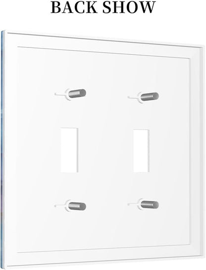 Decorative Light Switch Plate Covers Abstract Blue Purple Gold Marble Texture 2 Gang Light Switch Cover Plate Unique Double Toggle Wall Plate Outlet Covers Faceplate for Bathroon K Decor