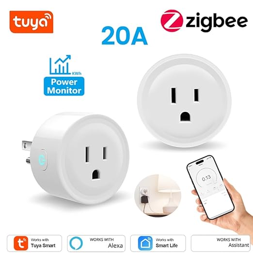 TUYA 20A Smart Plug Zigbee Socket with Power Monitor Timing Function Voice Control Works US Plug