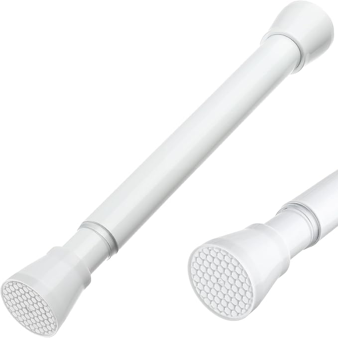 White Tension Rod 16 To 26 Inch Spring Curtain Rod Adjustable Short Curtain Rod No Drilling Short Tension Rod Extendable Small Spring Tension Rods For Closet Cupboard Bars Refrigerator