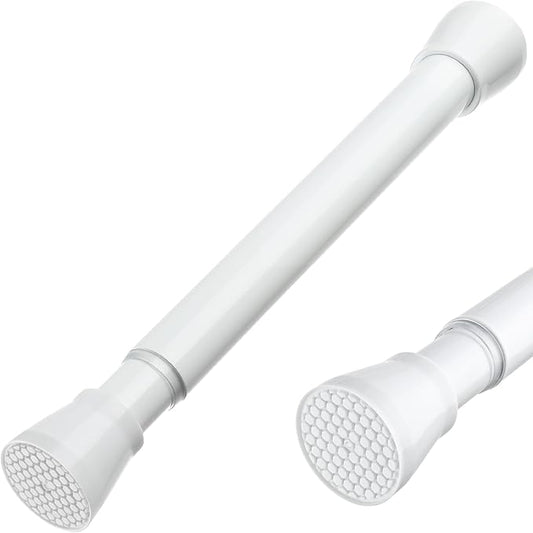 White Tension Rod 16 To 26 Inch Spring Curtain Rod Adjustable Short Curtain Rod No Drilling Short Tension Rod Extendable Small Spring Tension Rods For Closet Cupboard Bars Refrigerator