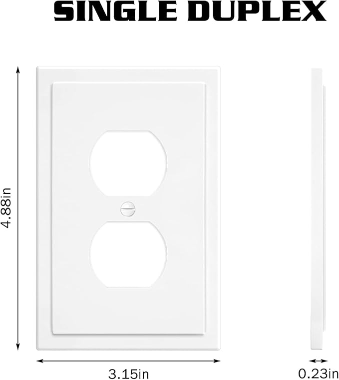 1-Gang Modern Edge Decorative Wall Plate Cover Switch Outlet Single Duplex Electrical Faceplate for Light Switches, Smart Switch, GFCI, Dimmers, Receptacle, USB Outlet (10 Pack, Single Duplex)