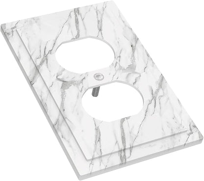 Decorative Outlet Covers Modern Grey Marble Texture 1 Gang Duplex Light Switch Cover Plate Unique Wall Plates for Electrical Outlets Switch Plate Covers for Bedroom Kitchen Home Decor