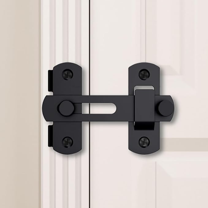2 Set 4" Gate Latches Safety Door Lock for Barn Door, Heavy Duty Stainless Steel Farm Flip Gate Latch,Black