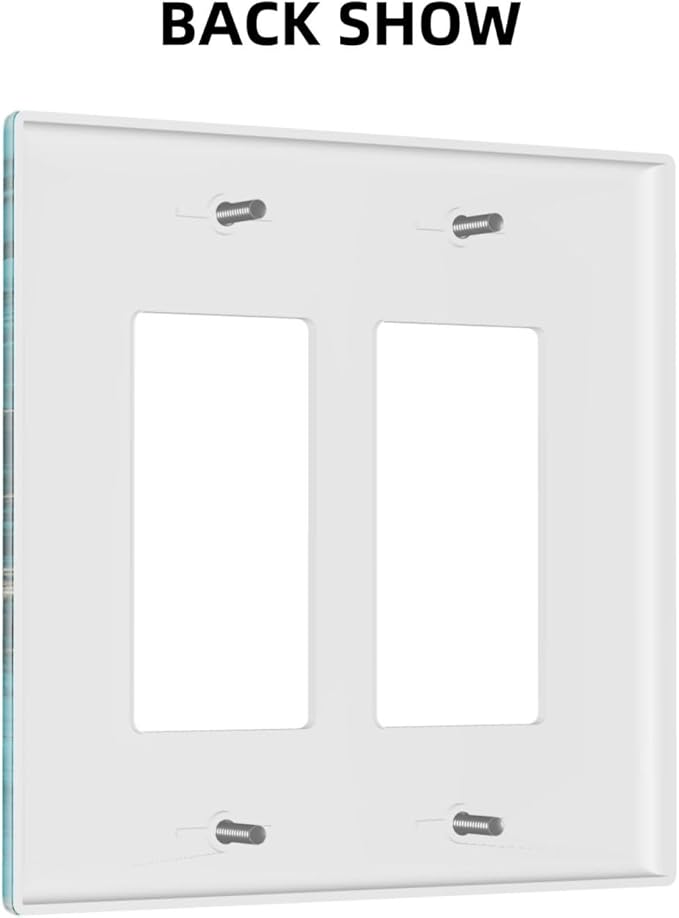 Decorative Outlet Covers Modern Abstract Turquoise Blue Marble 2 Gang Wall Plate Double Rocker Light Switch Cover Double Switch Plate Cover for Bathroom Home Decor（2 Pack）