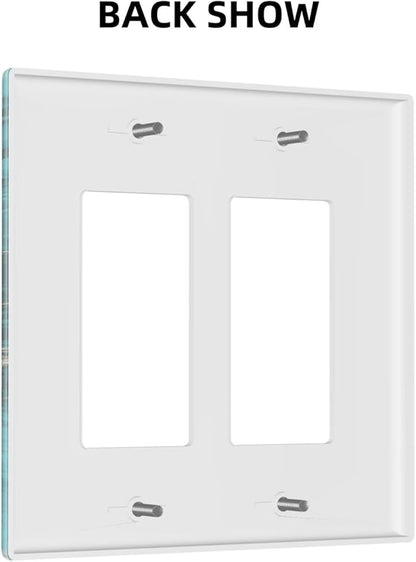 Decorative Outlet Covers Modern Abstract Turquoise Blue Marble 2 Gang Wall Plate Double Rocker Light Switch Cover Double Switch Plate Cover for Bathroom Home Decor（2 Pack）