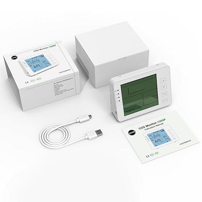 GZAIR CO2 Data Logger Monitor, Wall-Mounted Carbon Dioxide Detector, IAQ CO2 Detector, NDIR Sensor, Temperature and Humidity, 0~5000ppm Range (CO2 Detection Human/Plant Mode)