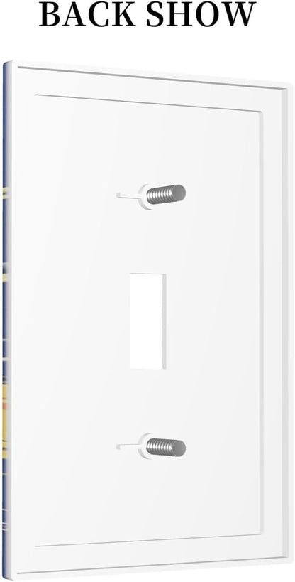 Stars Starry Night Sun Moon Planet Constellations Decorative Light Switch Cover 1 Gang Single Toggle Decorator Outlet Wall Plate Device Electrical Faceplate Switchplates for Bedroom Bathroom