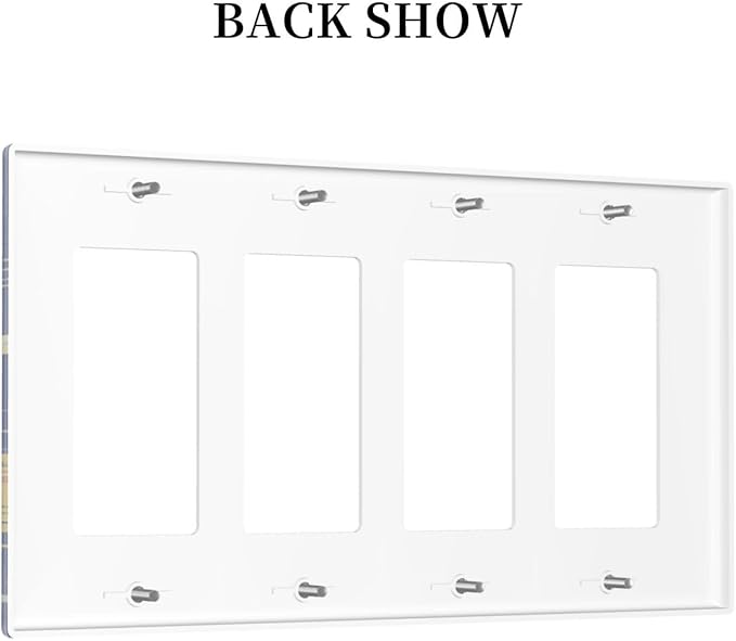 Stars Starry Night Sun Moon Planet Constellations Wallplates 4 Gang Quad Rocker Decorative Light Switch Covers Electrical GFCI Faceplate Switch Plate for Bedroom Bathroom Decor