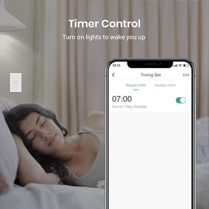 BroadLink Smart Light Switch, No Neutral Wire Required, Single Pole with App and Voice Control, 2-Gang Touch Timer Switch, Compatible with Alexa, Google Assistant, IFTTT, Siri Shortcuts, Hub Included
