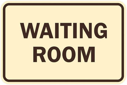 Signs ByLITA Classic Framed Waiting Room (Ivory/Dark Brown) - Small 2 Pack
