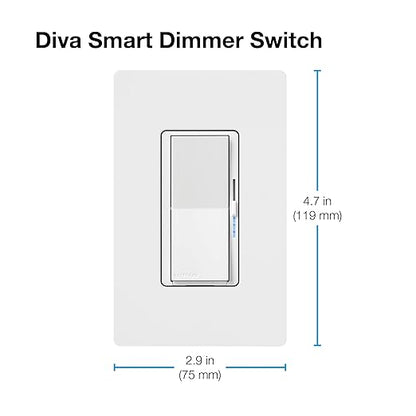 Lutron Diva Smart Dimmer Light Switch for Caseta Lighting (Lutron Smart Hub Required), for LED Lights, 150W, Single-Pole/3-Way, No Neutral, White - 6 Pack