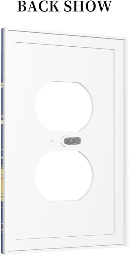 Stars Starry Night Sun Moon Planet Constellations Outlet Covers 1 Gang Duplex Light Switch Cover Wall Plate Decorative Switch Plates Electrical Receptacle Faceplate for Bedroom Bathroom