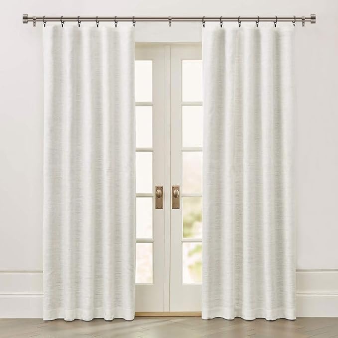 Brushed Nickel Curtain Rod for Windows 18 to 144 Inches, 1 Inch Adjustable Drapery Pole, Heavy Duty Outdoor/Indoor Modern Curtain Rods, Easy Installation(Satin Nickel 18"-144")