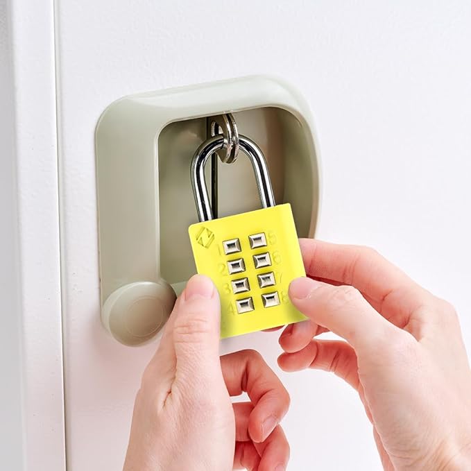 XB35 8-Digit Push Button Combination Padlock, 4 Digit Locking Mechanism, Yellow, 1-Pack