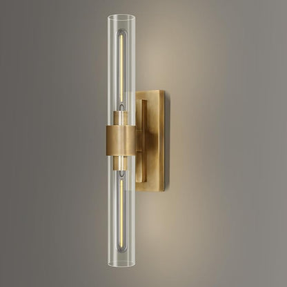 YUYI Wall Sconce, 22.8'' Brass Sconce Wall Lighting, Gold Bathroom Wall Light Fixture with Clear Glass Shade, Indoor Wall Sconce for Bathroom Vanity, Living Room, Bedroom, Hallway, Fireplace