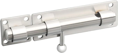Alise 6 inch Barrel Bolt Latch,Slide Bolt Latch, Heavy Duty Solid SUS304 Stainless Steel Slide Lock for Wooden Fence,Barn Door,Interior or Outdoor Door Brushed Nickel MS8000-LS