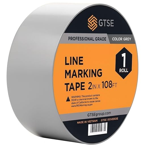 GTSE 2 inch x 108 ft Gray PVC Vinyl Floor Tape, 24 Rolls, Safety Marking Tape, 6 mil Thick, Suitable for Dance Floors, Gyms, Warehouses, Sports Facilities