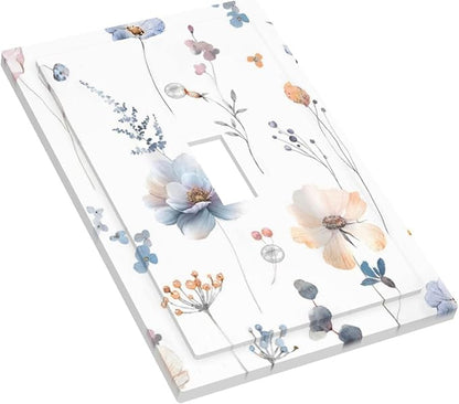 Wildflowers Plant Leaves Floral Berry Decorative Light Switch Cover 1 Gang Single Toggle Device Electrical Faceplate Switchplates Decorator Outlet Wall Plate for Bed Room Living Room Decor