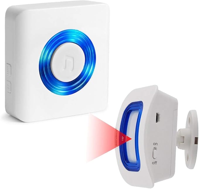 EverNary Wireless Caregiver Pager Motion Sensor Alarm Indoor Room Bed Alarms and Fall Prevention for Home/Elderly/Dementia and Kids (1 Plug-in Receiver and 1 Motion Sensor)