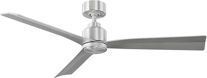 Clean Indoor/Outdoor 3-Blade Smart Compatible Ceiling Fan 52in Brushed Aluminum with Remote Control and Wall Cradle. Works with iOS/Android, Alexa, Google Assistant, Samsung SmartThings, and Ecobee.